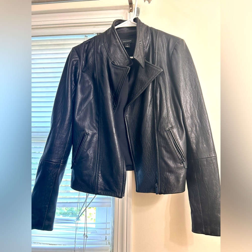 Halogen Black Leather Moto Jacket